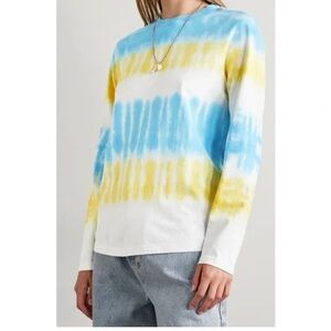 NWOT Re/Done Hanes 50s Long Sleeve Tie-Dye Top Sky Stripe